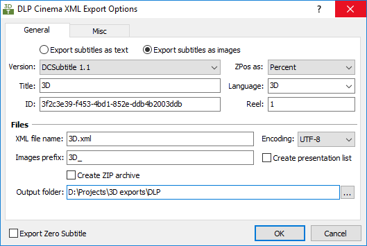  DLP Cinema XML Export Configuration - General