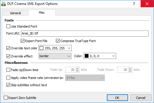  DLP Cinema XML Export Configuration - Margins & Others