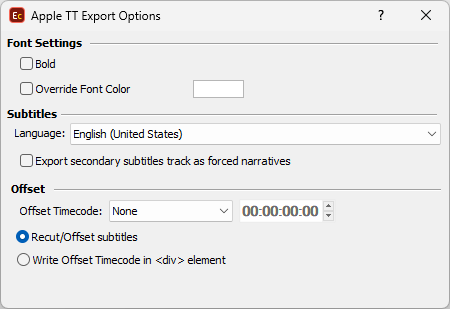  Apple iTunes Timed Text Export Configuration