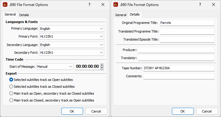  .890 Export Configuration