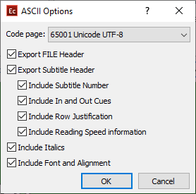  ASCII Export Configuration