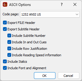  ASCII Export Configuration