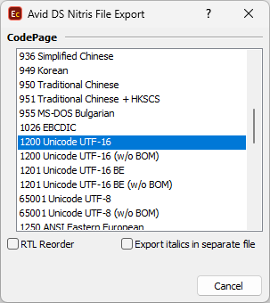  Export Configuration