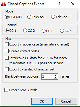  Closed Captions Export Configuration