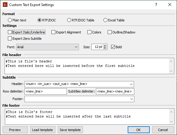 Custom RTF/DOC/DOCX Export Configuration