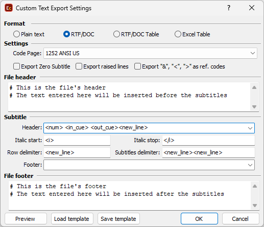  Custom RTF/DOC/DOCX Export Configuration