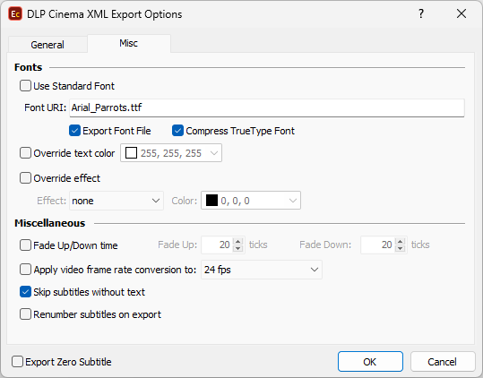  DLP Cinema Fonts configuration