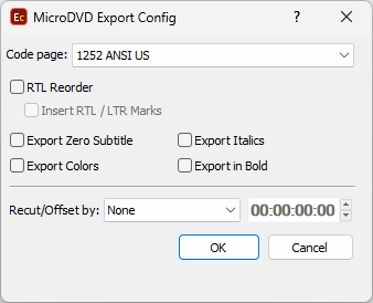  MicroDVD SUB Export Config