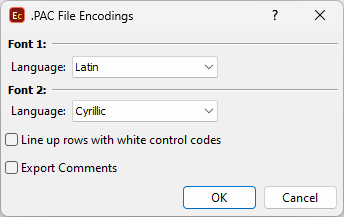  PAC Export Configuration