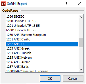  SoftNI (.sub) export configuration