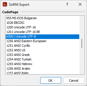  SoftNI (.sub) export configuration