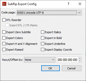  SRT Export Config
