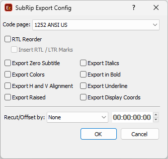  SRT Export Config