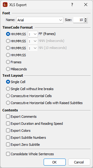  Excel Export Configuration