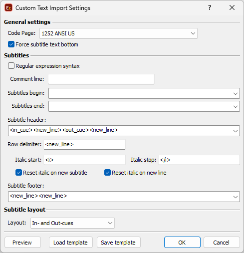  Custom Text Import Settings