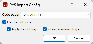  DAS Files Import Configuration