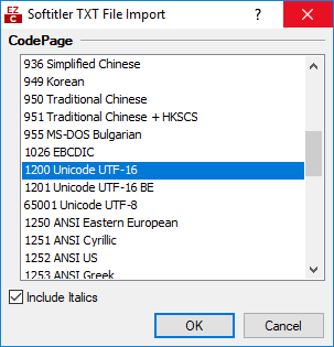  Softitler TXT import configuration