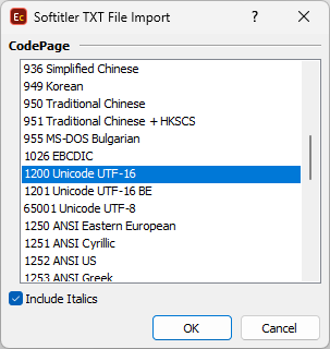  Softitler TXT import configuration