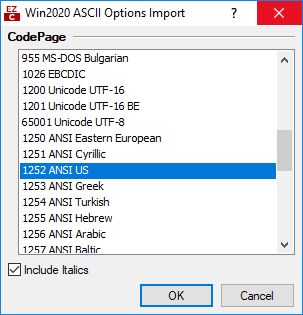  Win2020 ASCII File Import Configuration