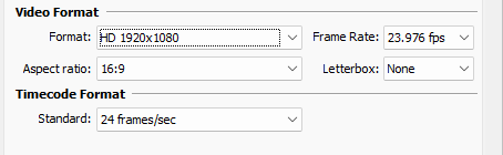  Video Format and TimeCode Format