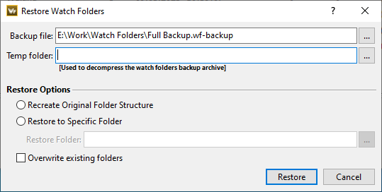  Restore Watch folders and Workflows