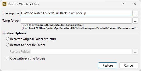  Restore Watch folders and Workflows