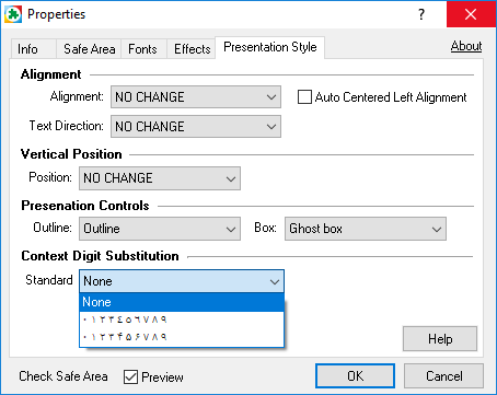  Properties- Global Presentation Style