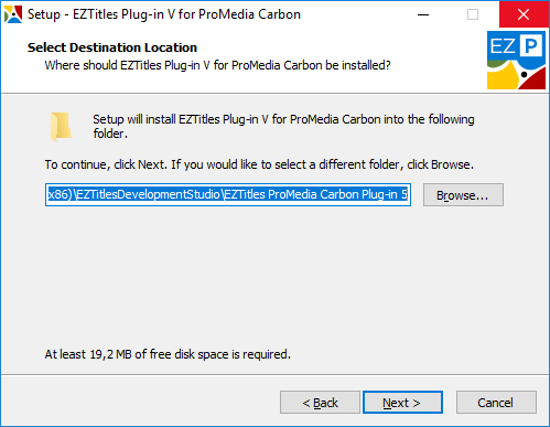  EZTitles Plug-in installation folder  