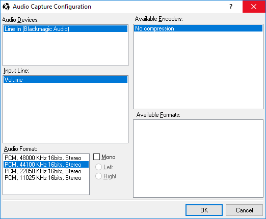  Audio Capture Configuration