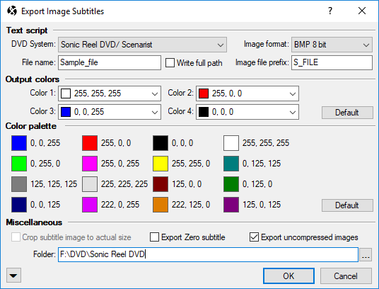 Export DVD Images > Predefined Authoring Systems