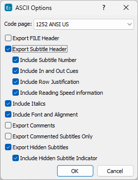  ASCII Export Configuration