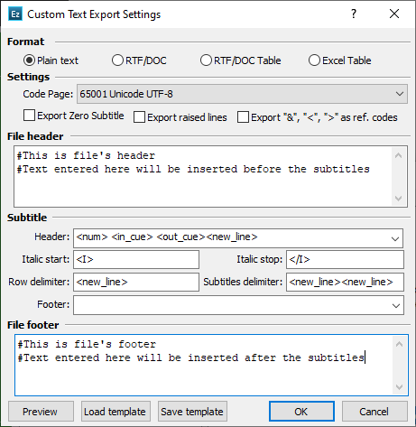  Custom Text Export Configuration