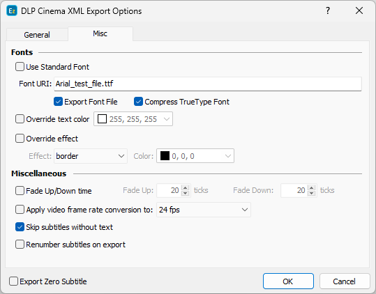  DLP Cinema Fonts configuration