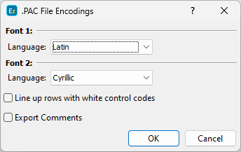  PAC Export Configuration