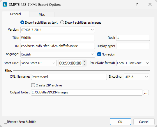  DCMD SMPTE 428 Export Configuration - General