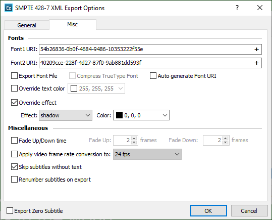  DCMD SMPTE 428 Export Configuration- Font