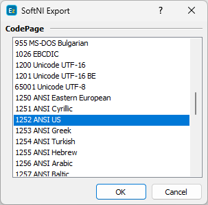  SoftNI (.sub) export configuration