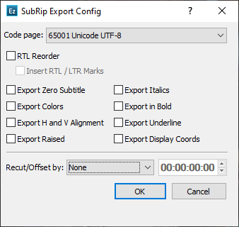  SRT Export Config