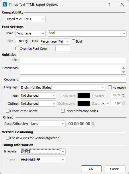  Timed Text DFXP XML Export Configuration