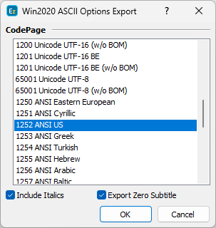  Export Configuration