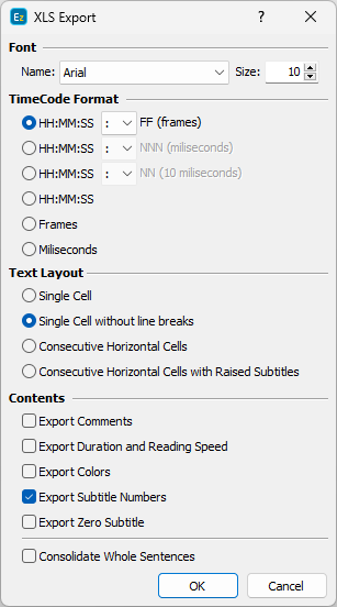  Excel Export Configuration