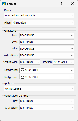  Format Subtitles dialog