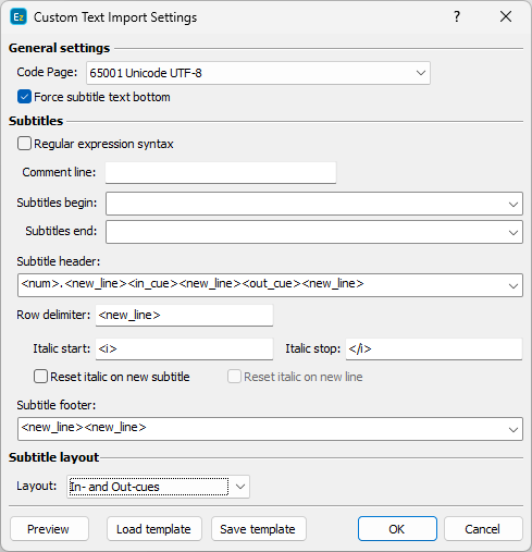  Custom Text Import Settings