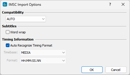  IMSC Import Options