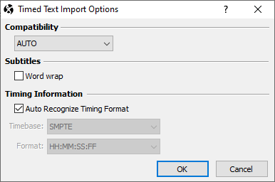  Timed Text Import Options