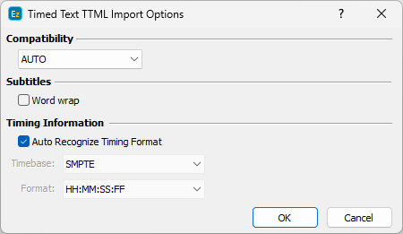  Timed Text Import Options