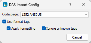  DAS Files Import Configuration