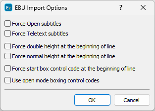  EBU Import Options 