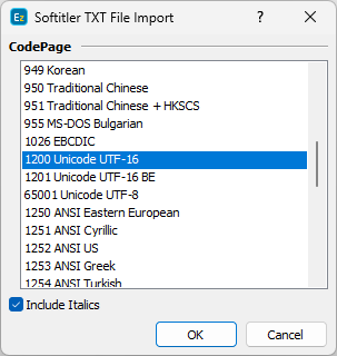  Softitler TXT import configuration