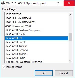  Win2020 ASCII File Import Configuration